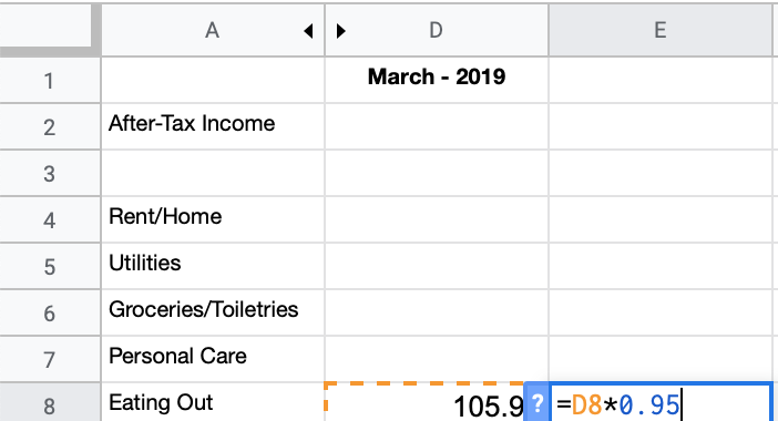 Spreadsheet Example: using multiplication