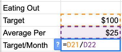 Spreadsheet Example: using division